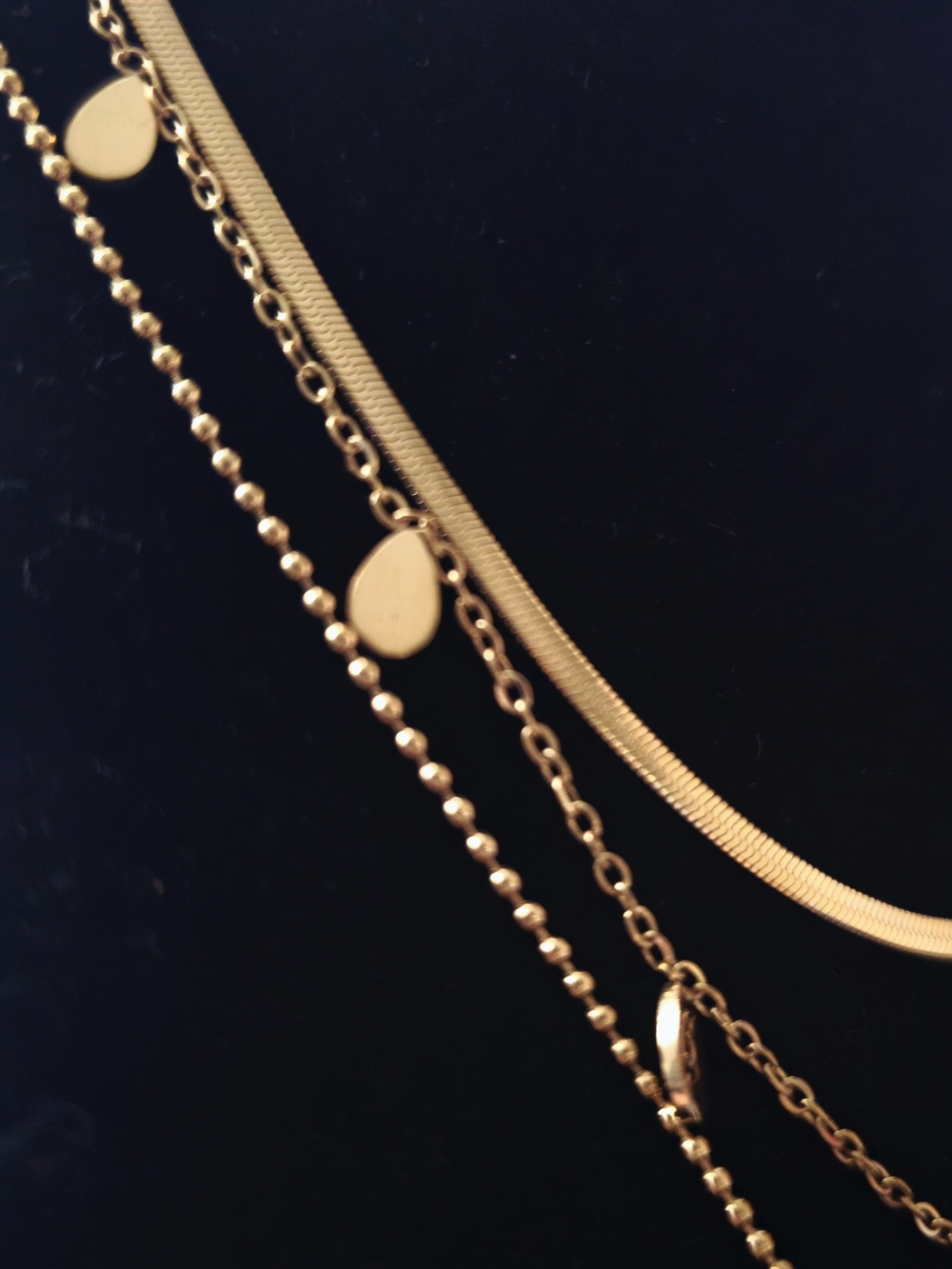 18K Gold Layered Necklace w/ Green Zircon Accent (B002) - Picture 6 of 12
